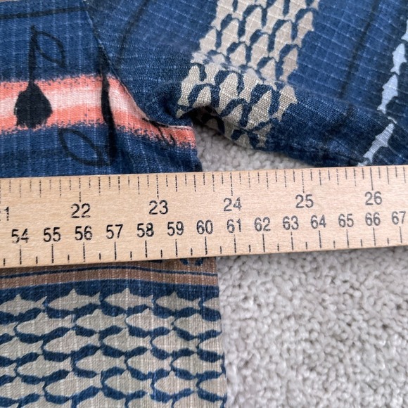 Woolrich Shirt Mens Large Blue Fish Print Fishing Lures Ripstop Cotton Button Up - Picture 7 of 9